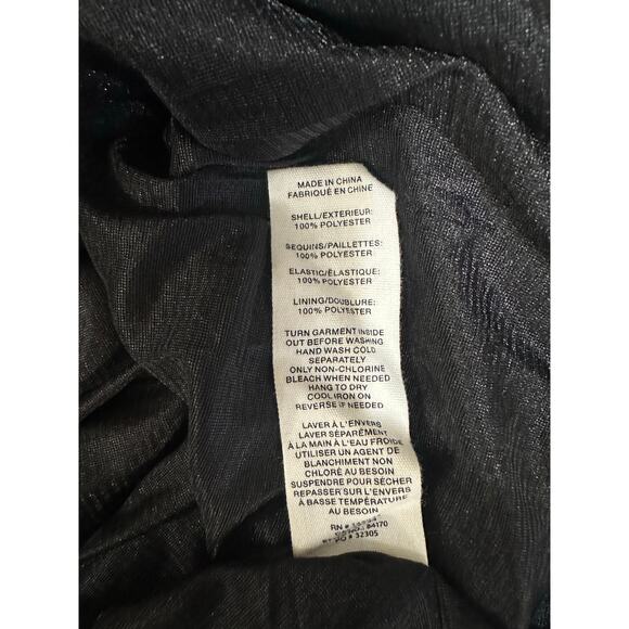 Avec Les Filles Black & Silver Sequin Cropped Long Sleeve Top, NWT - Picture 4 of 6